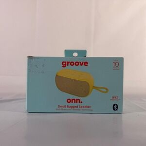 Onn Groove Small Rugged Portable Bluetooth Speaker Yellow New In Box